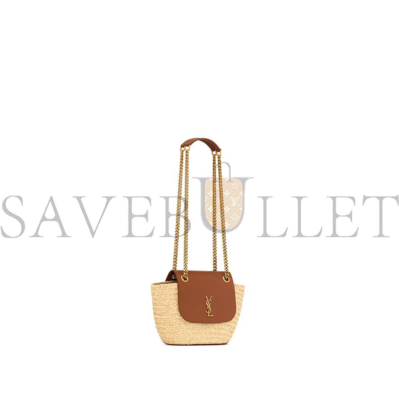 YSL MINI MANON IN RAFFIA AND AGED VEGETABLE-TANNED LEATHER 774269GAAED9051 (23*12*6cm) YSL MINI MANON IN RAFFIA AND AGED VEGETABLE-TANNED LEATHER 774269GAAED9051 (23*12*6cm)